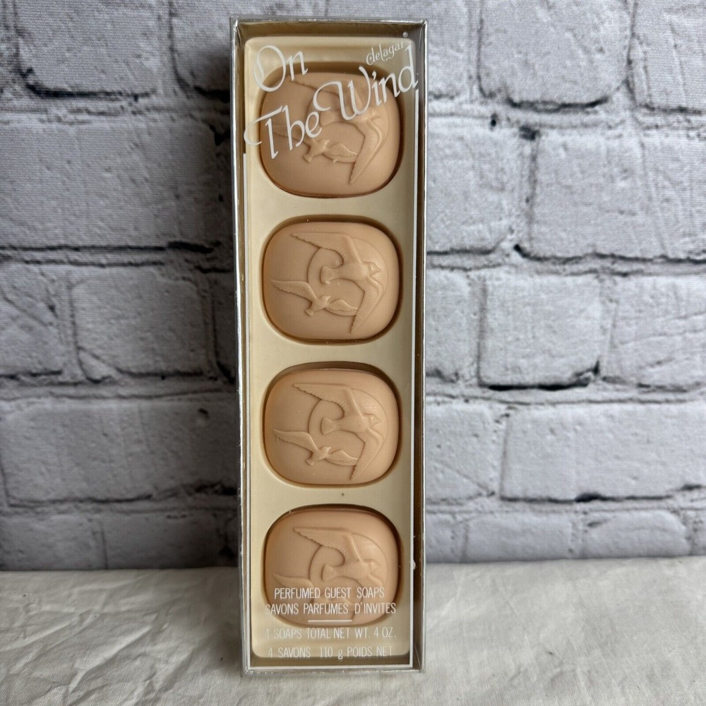 Collectible Vintage Delagar Soap On The Wind 4 Cakes Birds PINK NOS